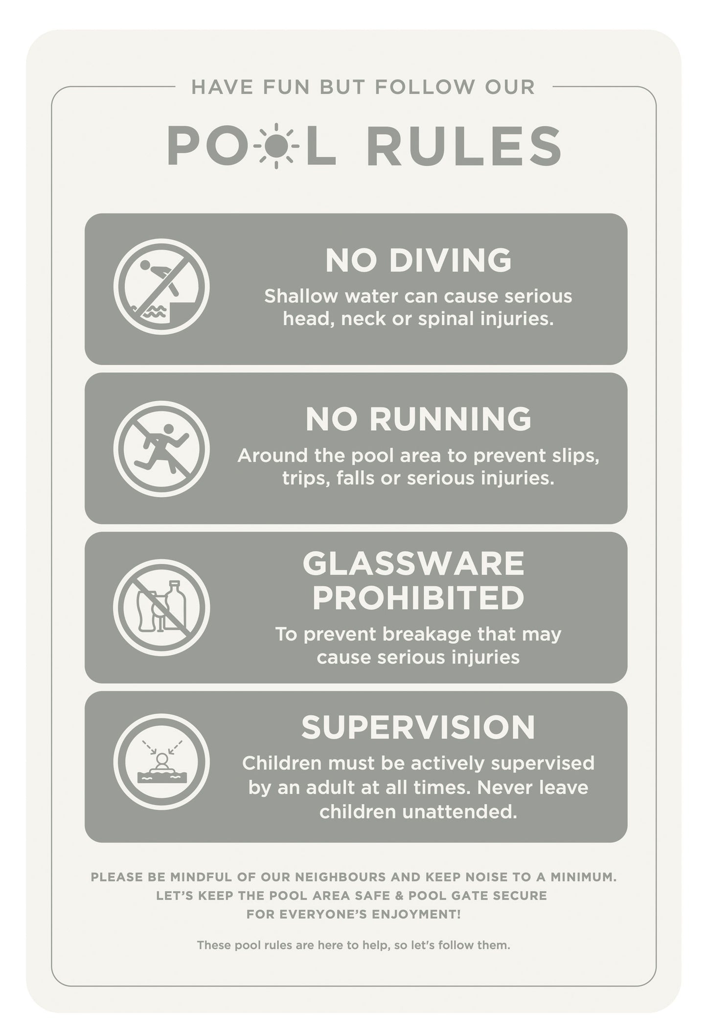 Pool Rules Sign (Rectangle)