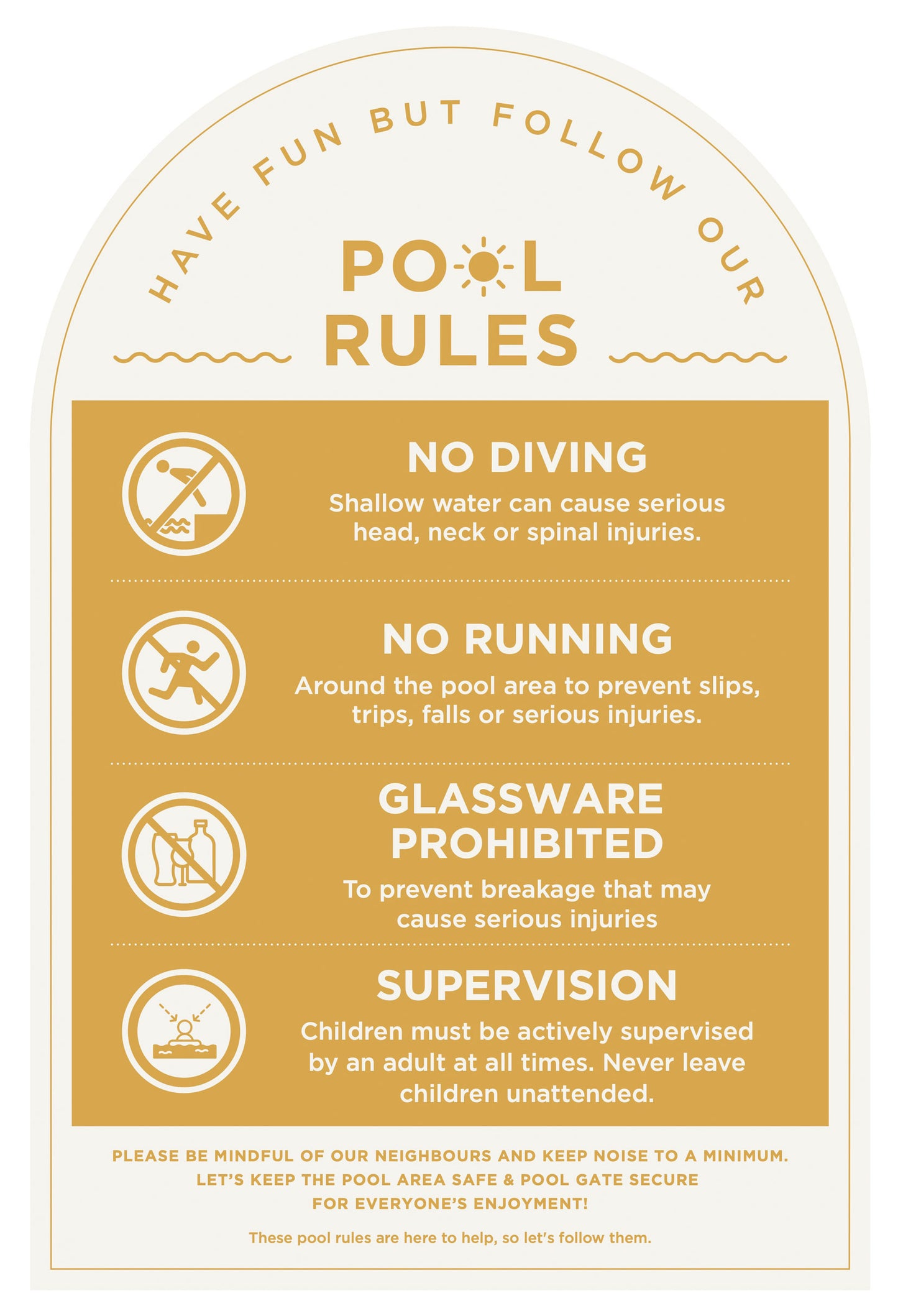 Pool Rules Sign (Arch)