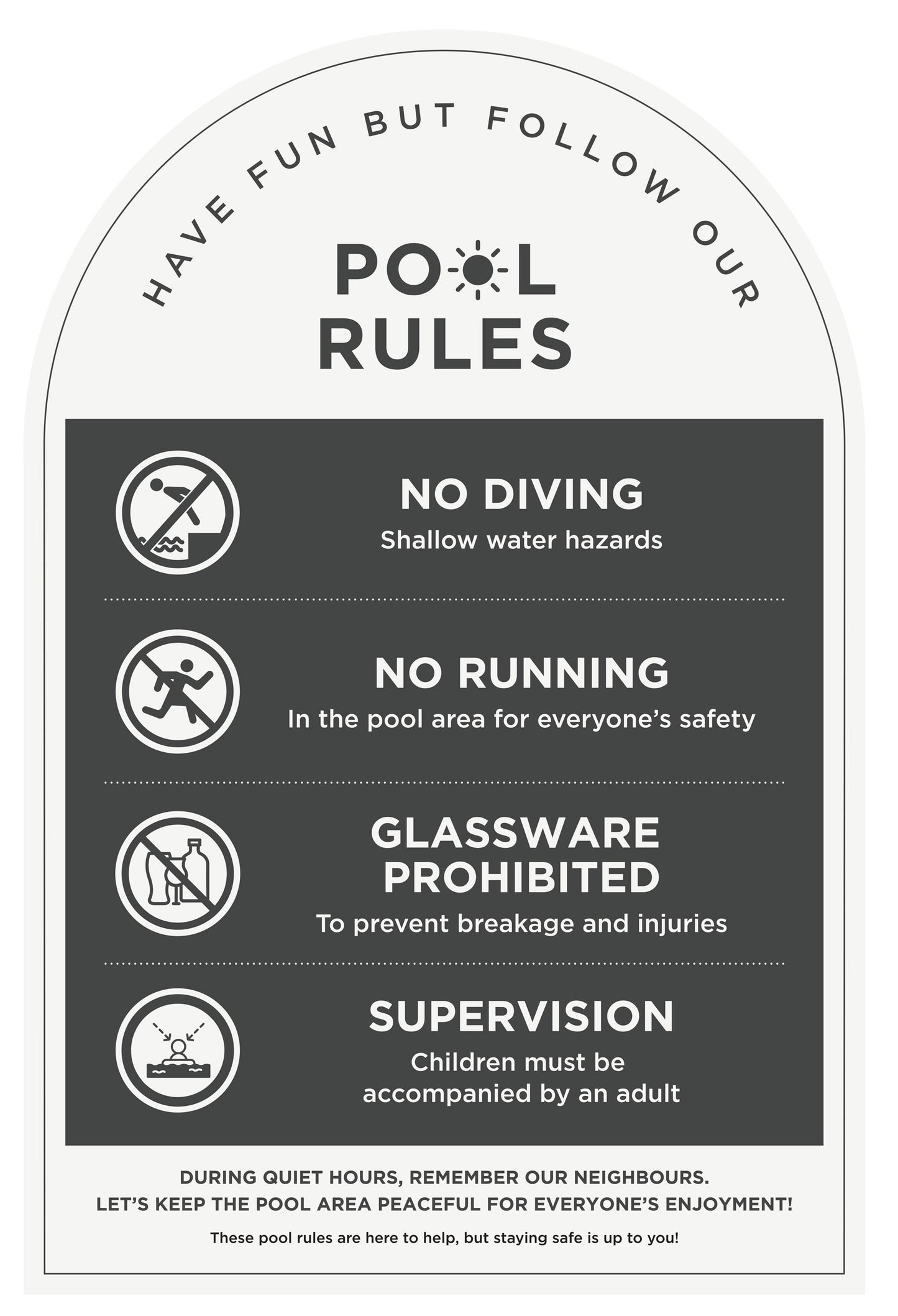Pool Rules Sign (Arch)