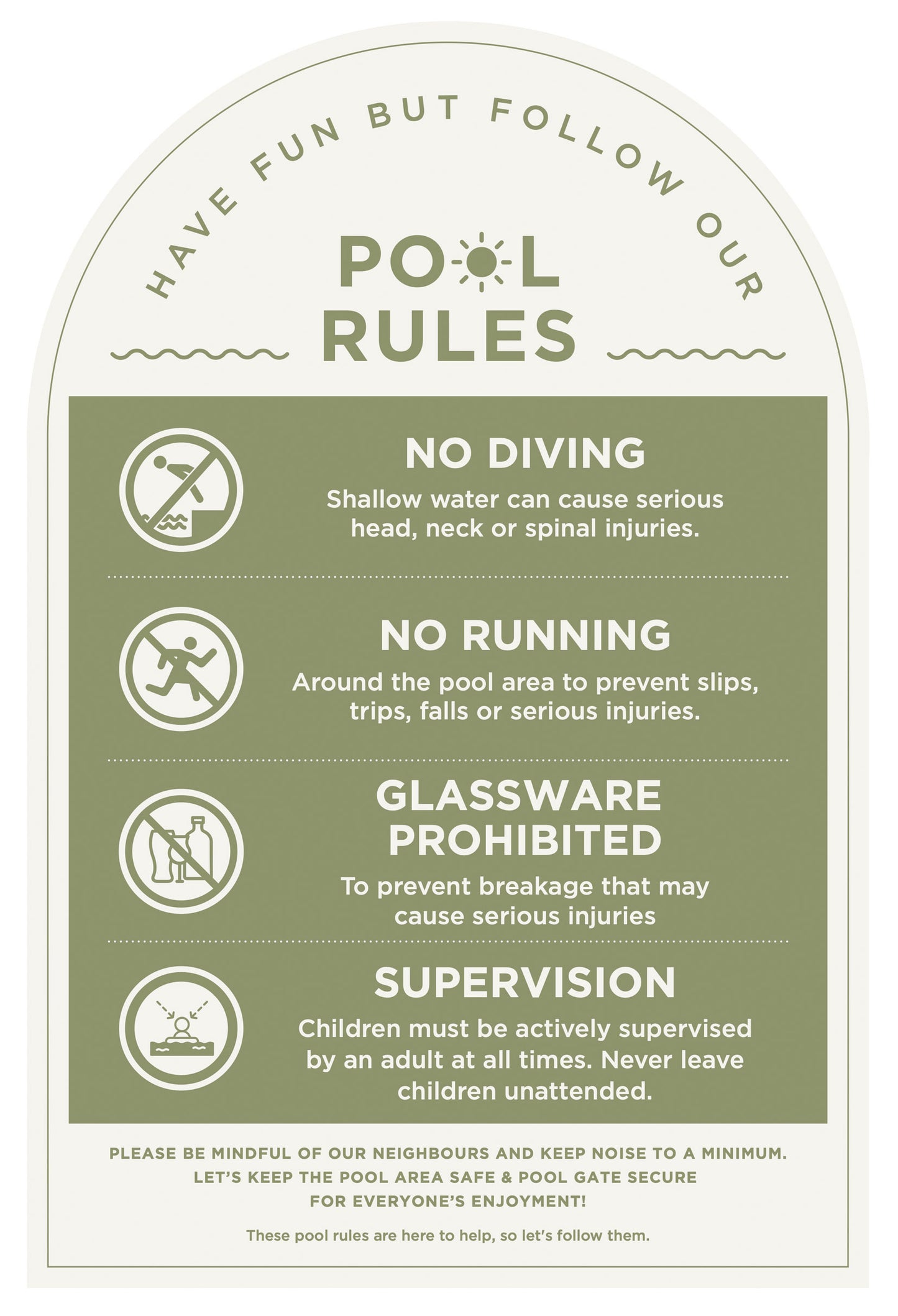 Pool Rules Sign (Arch)