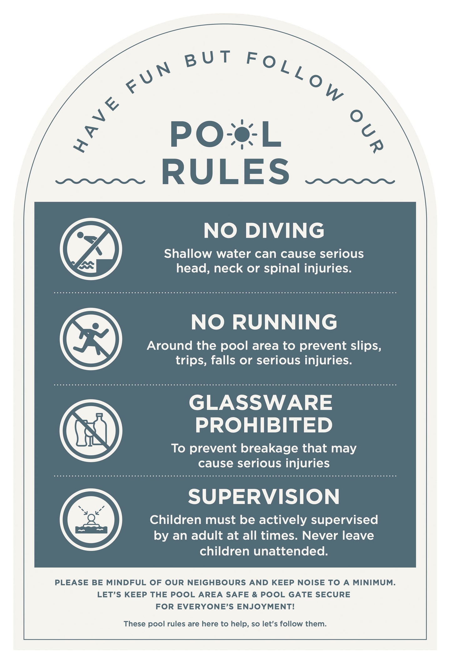 Pool Rules Sign (Arch)