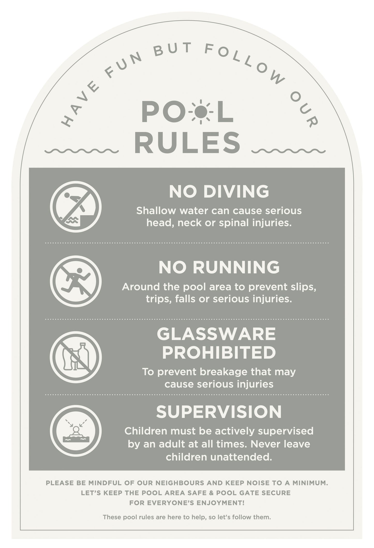 Pool Rules Sign (Arch)