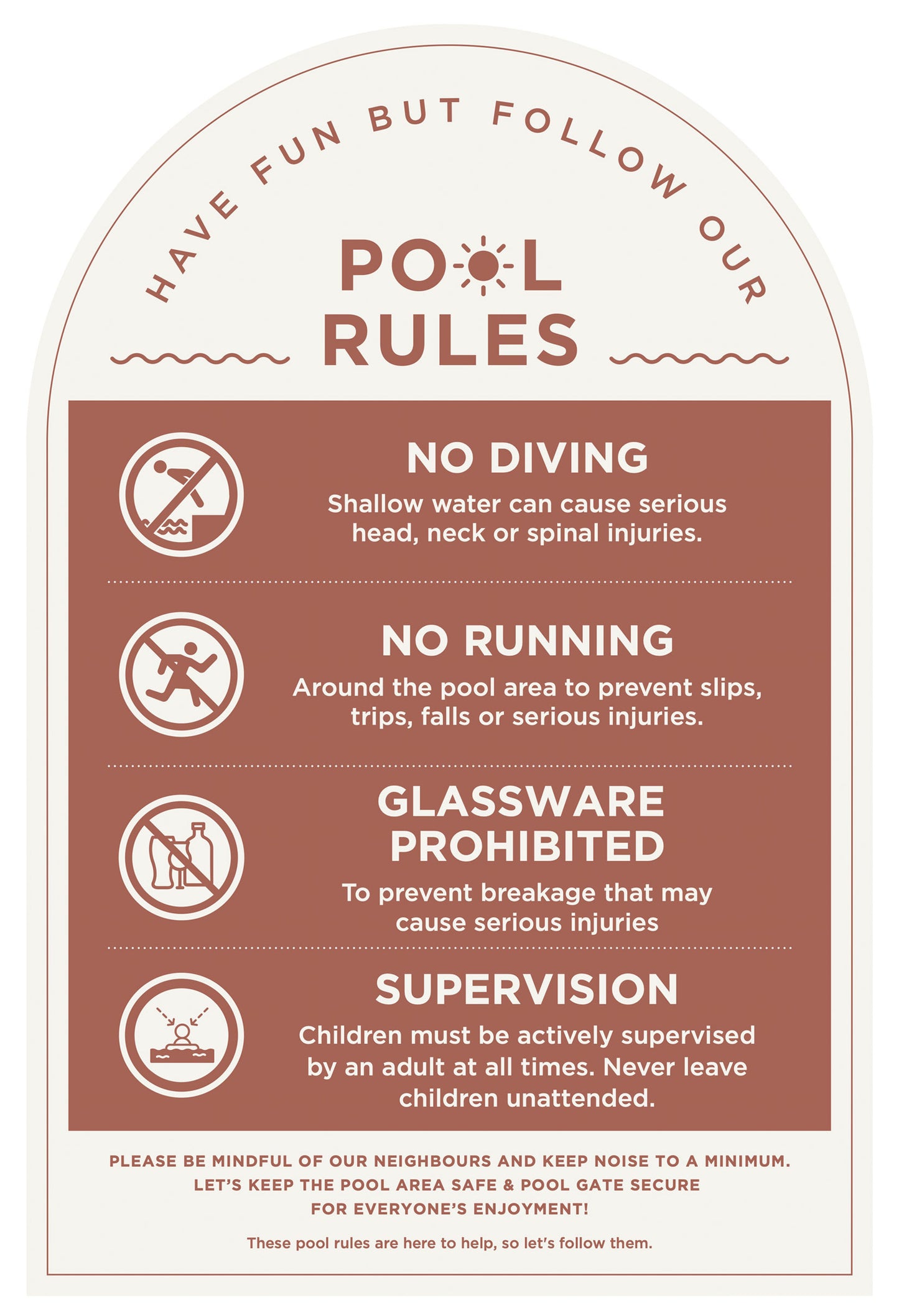 Pool Rules Sign (Arch)