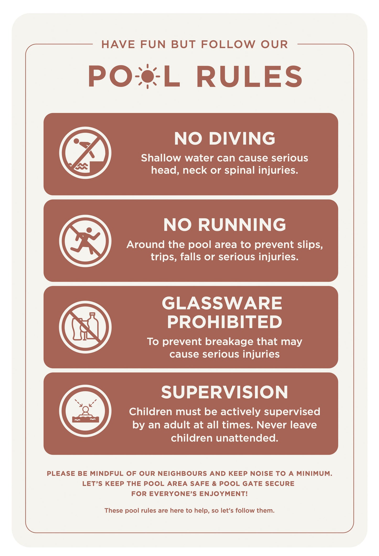 Pool Rules Sign (Rectangle)