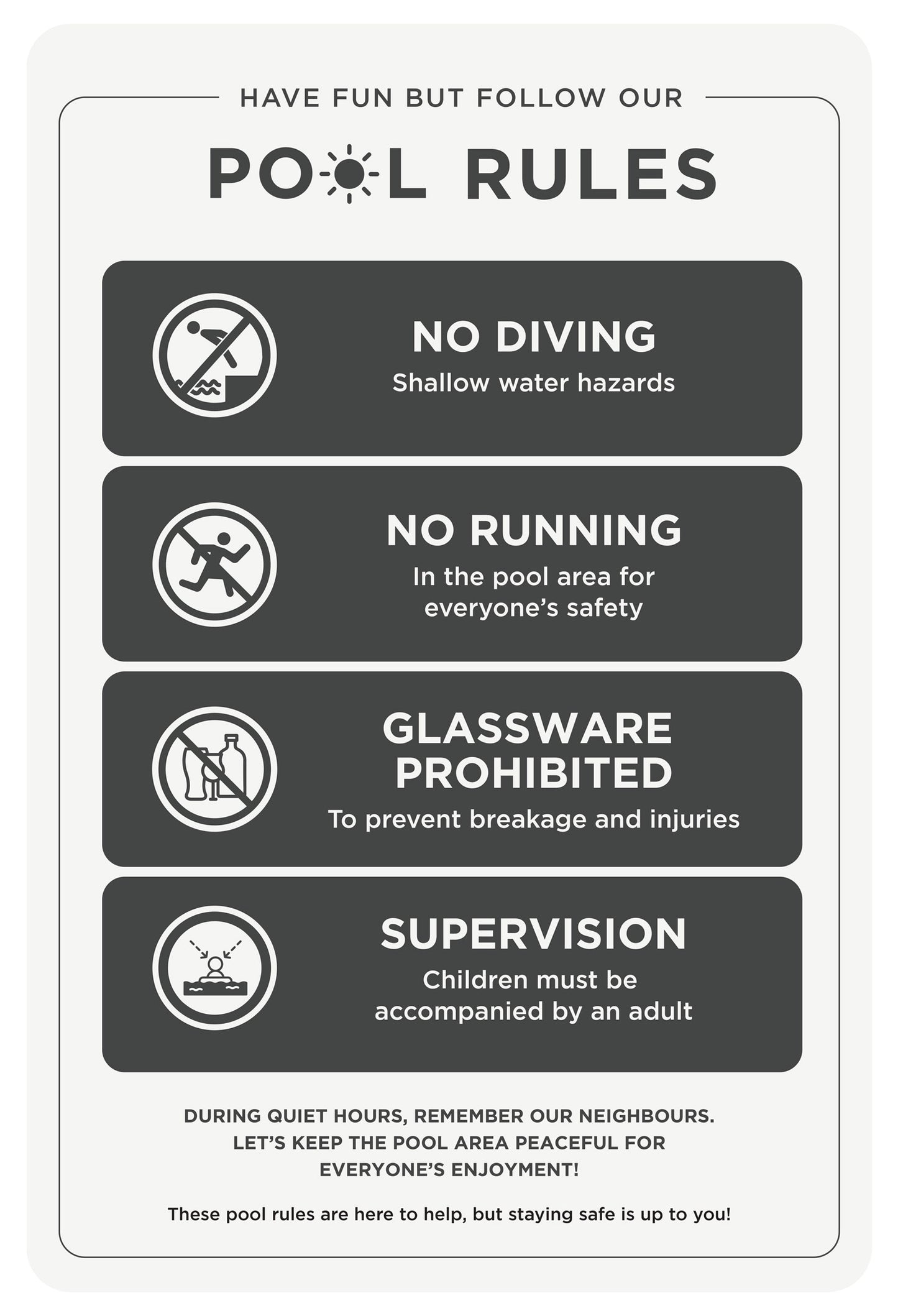 Pool Rules Sign (Rectangle)