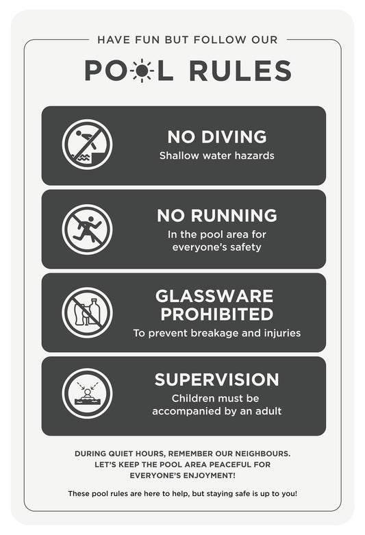 Pool Rules Sign (Rectangle)
