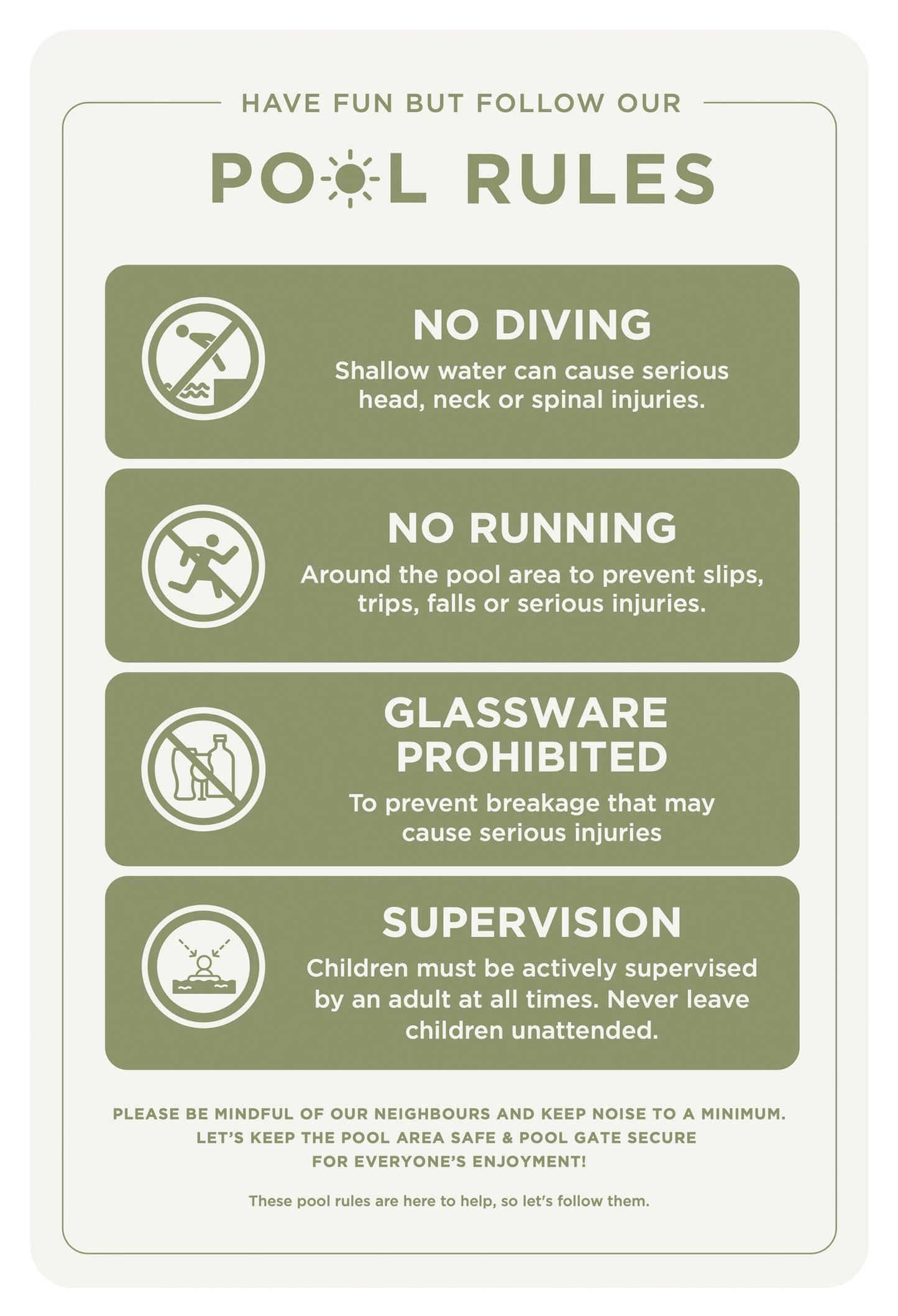 Pool Rules Sign (Rectangle)