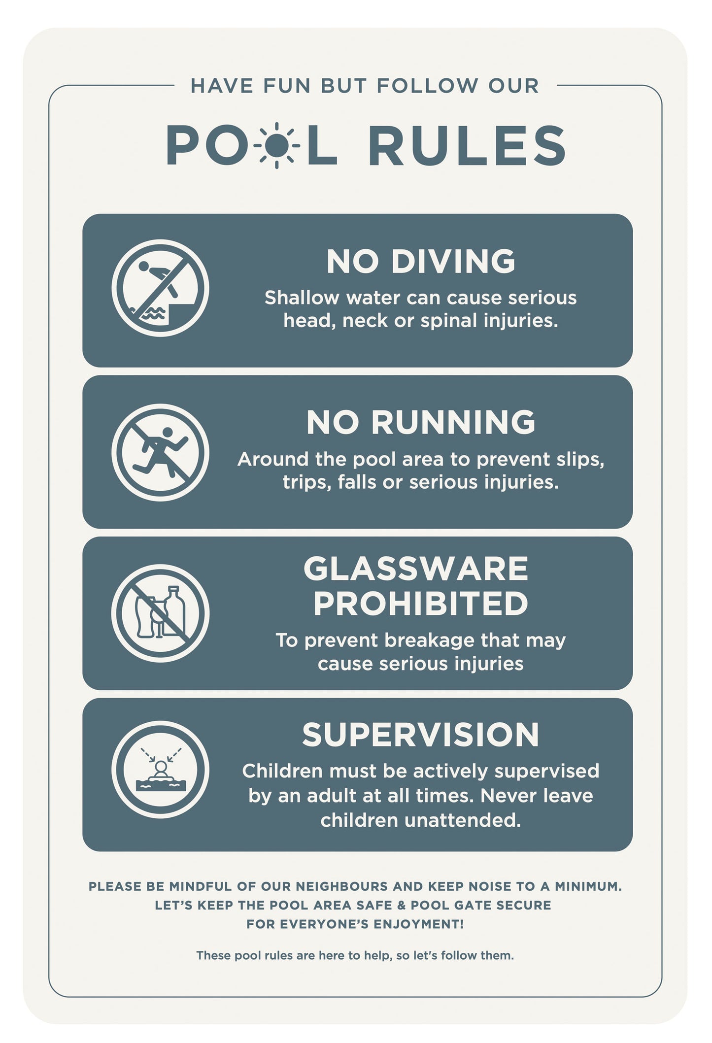 Pool Rules Sign (Rectangle)