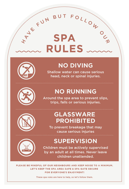 Spa Rules Sign (Arch)
