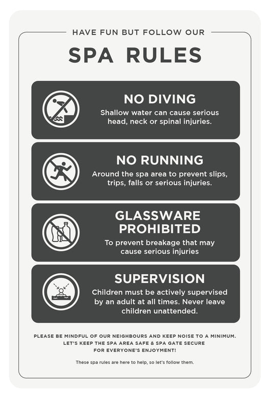 Spa Rules Sign (Rectangle)