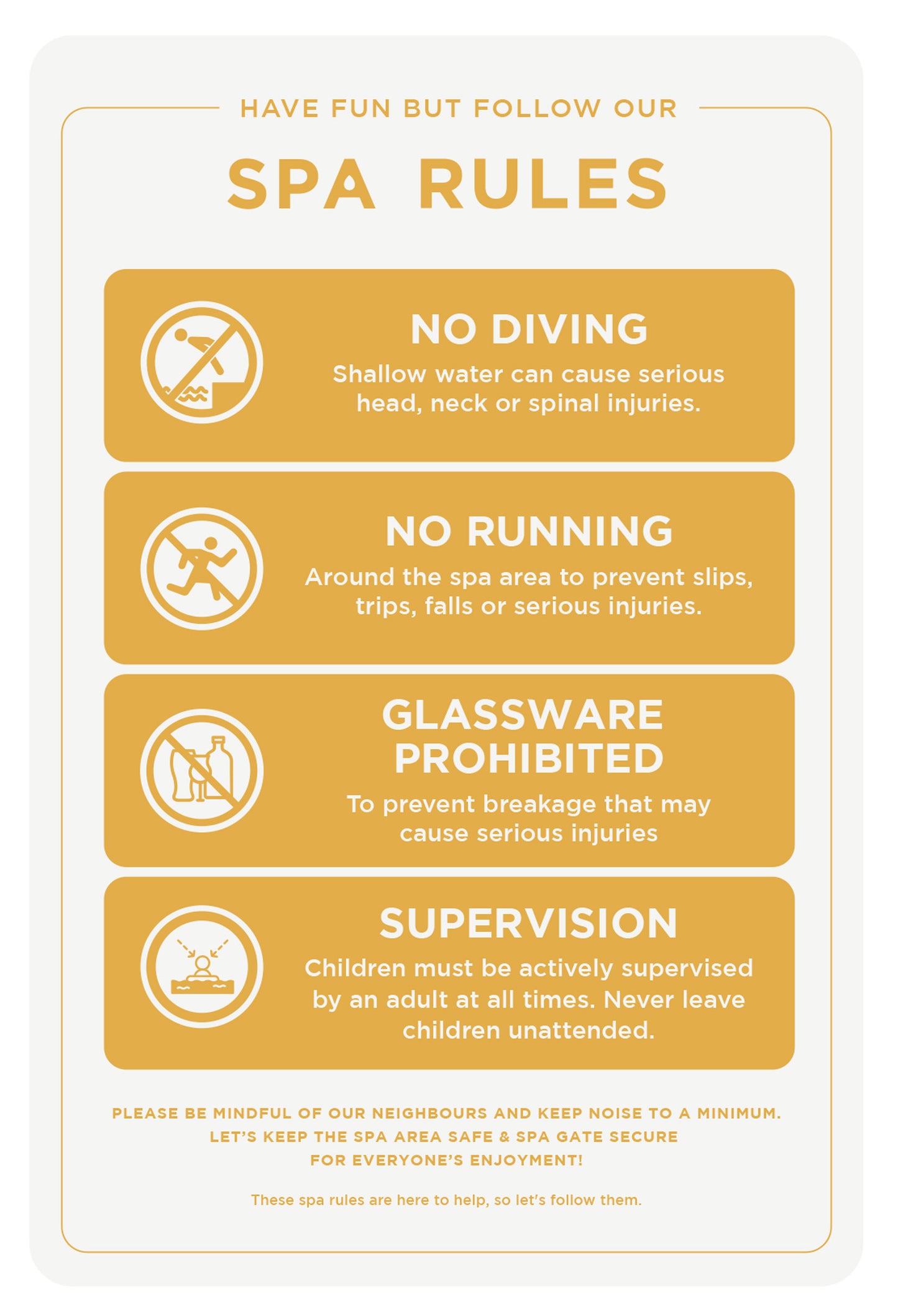 Spa Rules Sign (Rectangle)