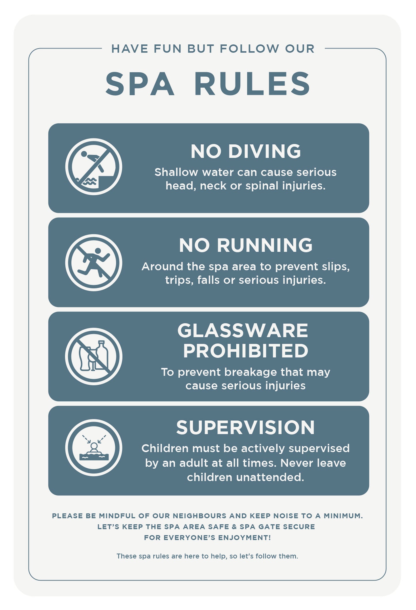 Spa Rules Sign (Rectangle)
