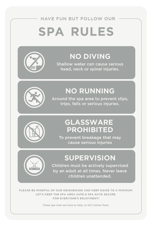 Spa Rules Sign (Rectangle) - Stone Grey