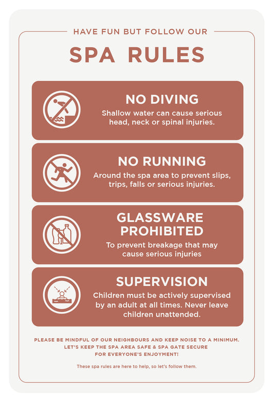 Spa Rules Sign (Rectangle) - Terracotta Red