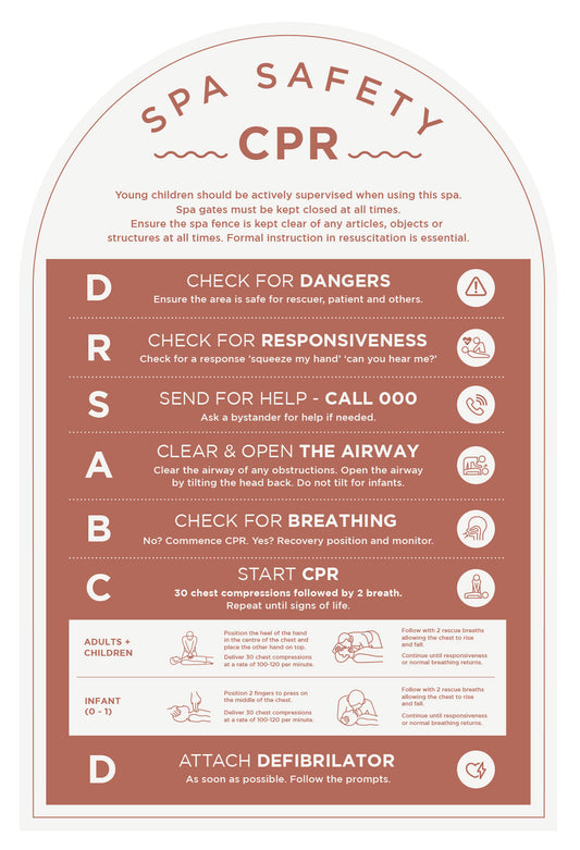 Spa Safety CPR Sign (Arch) - Terracotta Red