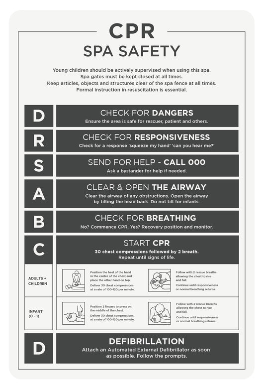 Spa Safety CPR Sign (Rectangle)